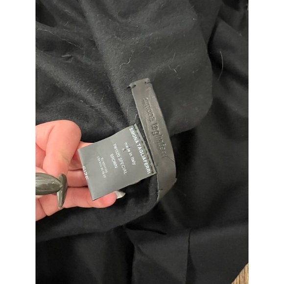 SIMONA TAGLIAFERRI Wool Leather Draped Asymmetric Layered Jacket Coat Size Small - Picture 12 of 12